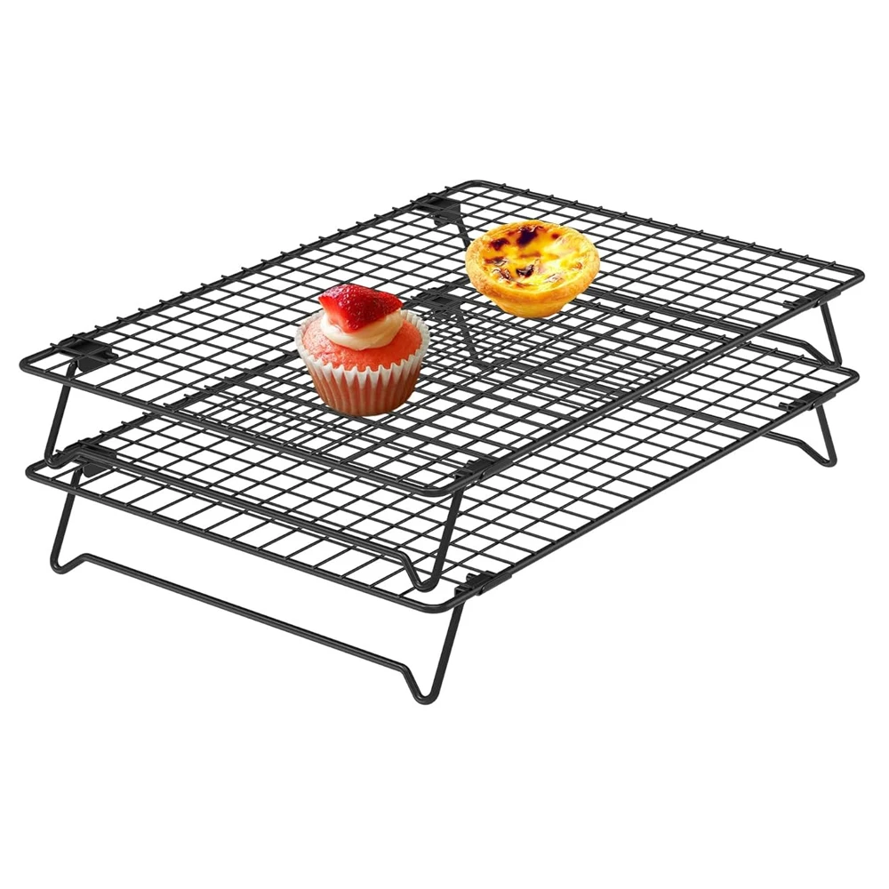 2 grilles de refroidissement en acier inoxydable, grille de refroidissement à structure en maille pour rôtir, cuire au four, griller, refroidir