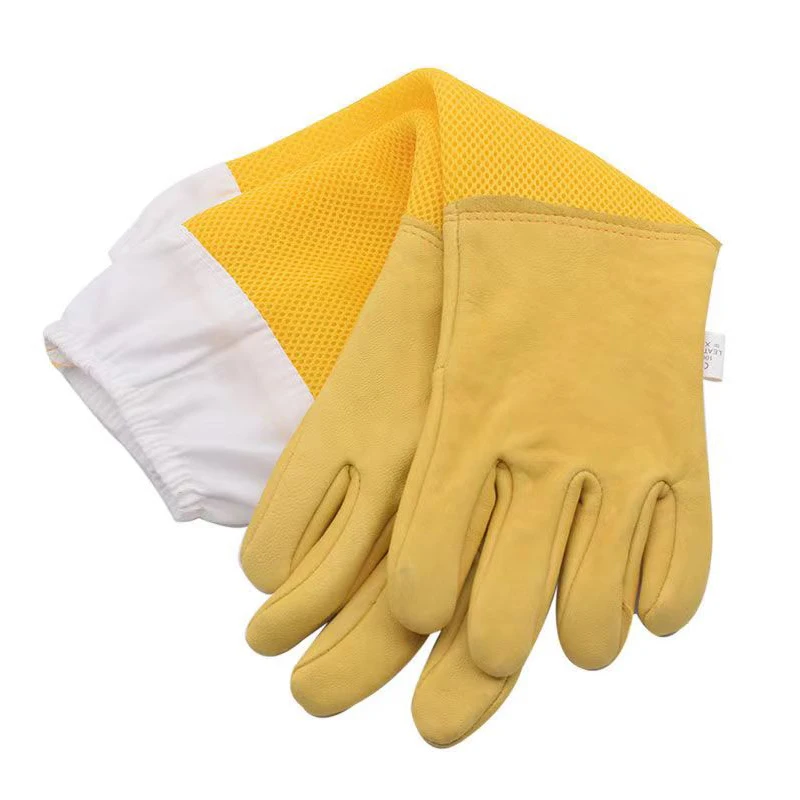 قفازات تربية النحل بأكمام واقية قابلة للتهوية احترافية مضادة للنحل لتربية النحل أدوات تمنع خلية النحل