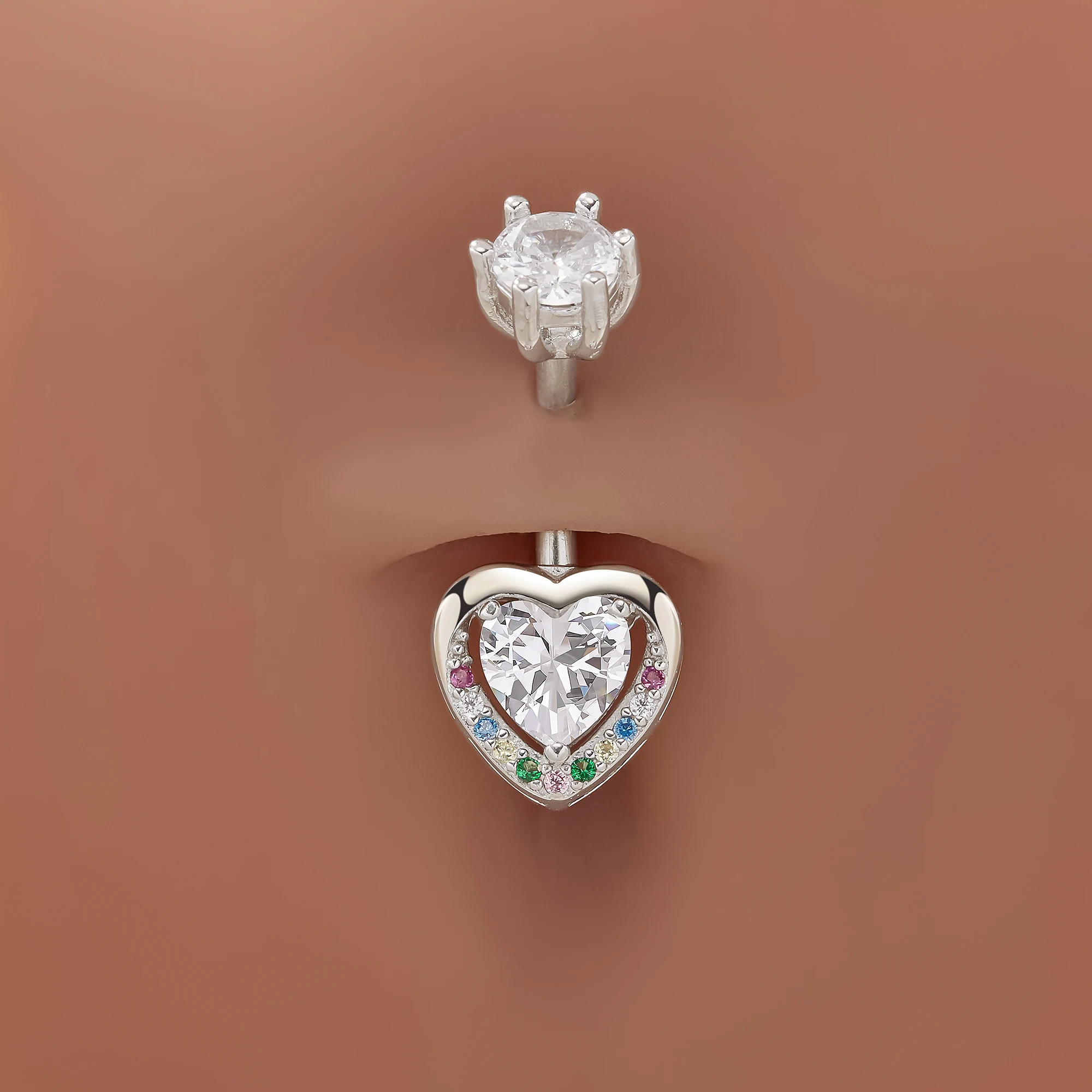 Sparkling Heart CZ Stone Belly Button Ring Halo Navel Piercing Elegant Belly Body Jewelry Fashion Body Piercing Gift 6770021