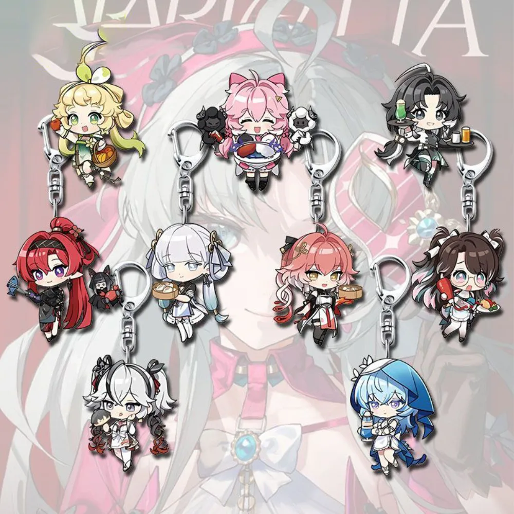Wuthering Waves Q Version Acrylic Keychain Maid Outfit Verina Camellya Yinlin Jinhsi Changli Anime Figure Pendant Game Fans Gift