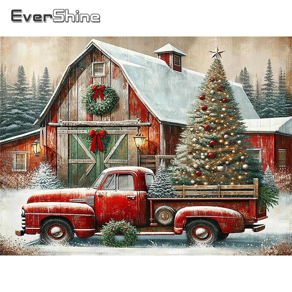 Evershine 5D DIY Diamant Mosaik Haus Landschaft Winter Stickerei Weihnachtsbaum Kreuzstich Kits Malerei Auto Dekor für Zuhause