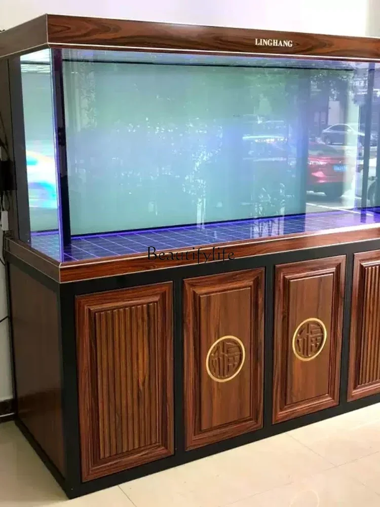 Large Aquarium Super White Office Floor Feng Shui Fortune Change Water Professional Dragon Fish Tank