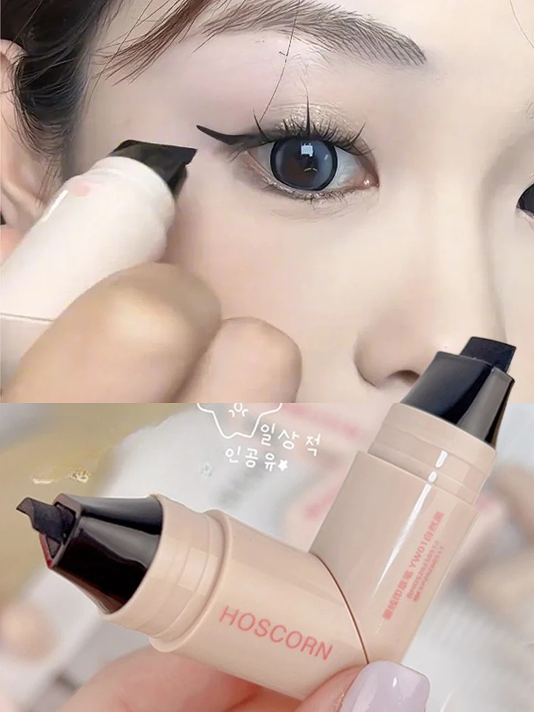 Rotierender integrierter Eyeliner-Stempelstift mit Doppelkopf für One-Touch-Anwendung, schnell trocknender flüssiger dreieckiger Eyeliner-Wing-Seal-Stift – Detail 15