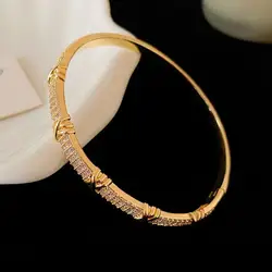 Fashion Letter X Cubic Zirconia Closed Bracelets For Women Men Gold Silver Color Copper Bracelet Party Daily Jewelry