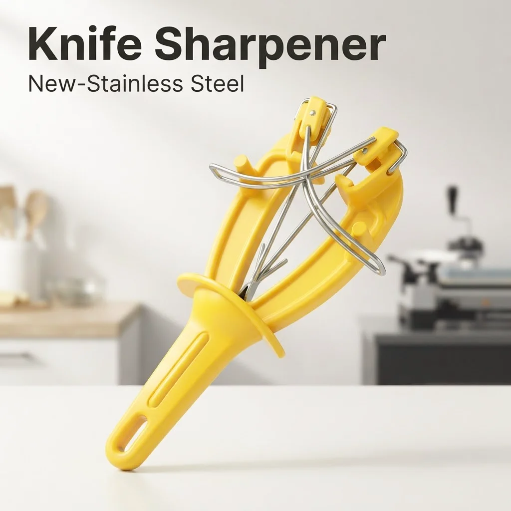1Pc New-Stainless Steel Knife Sharpener Tool  with Bracket Portable Maintenance Sharpener for Kitchen/Outdoor Camping Knives