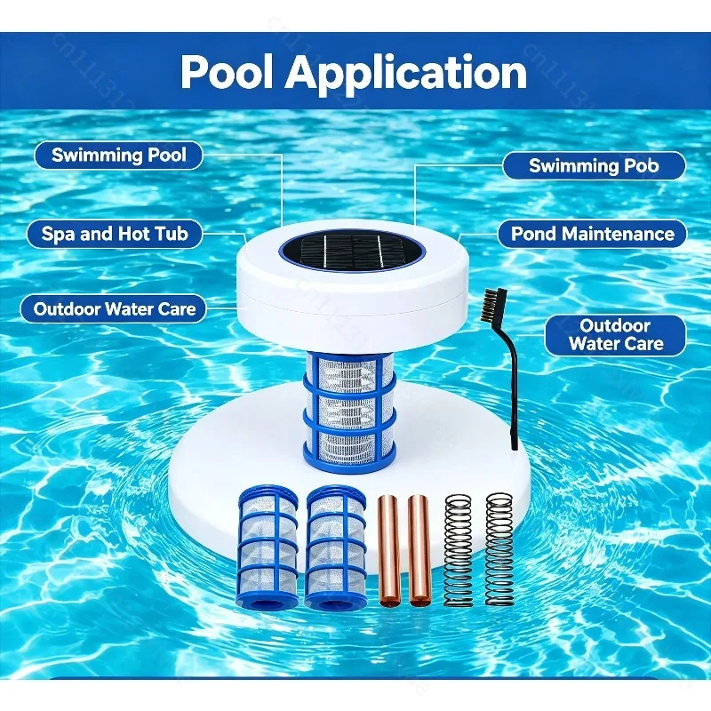 Solar Powered Copper Silver Ion Purifier, Pool & Spa Water Treatment Equipment for Efficient Algae Removal, Disinfection