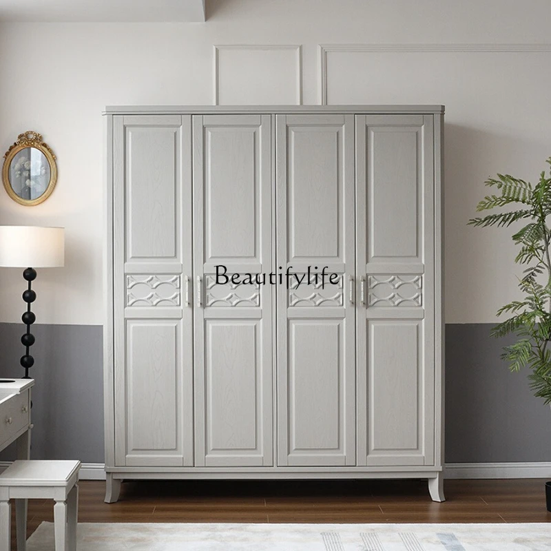 

American solid wood modern simple three or four door large wardrobe bedroom storage large wardrobe