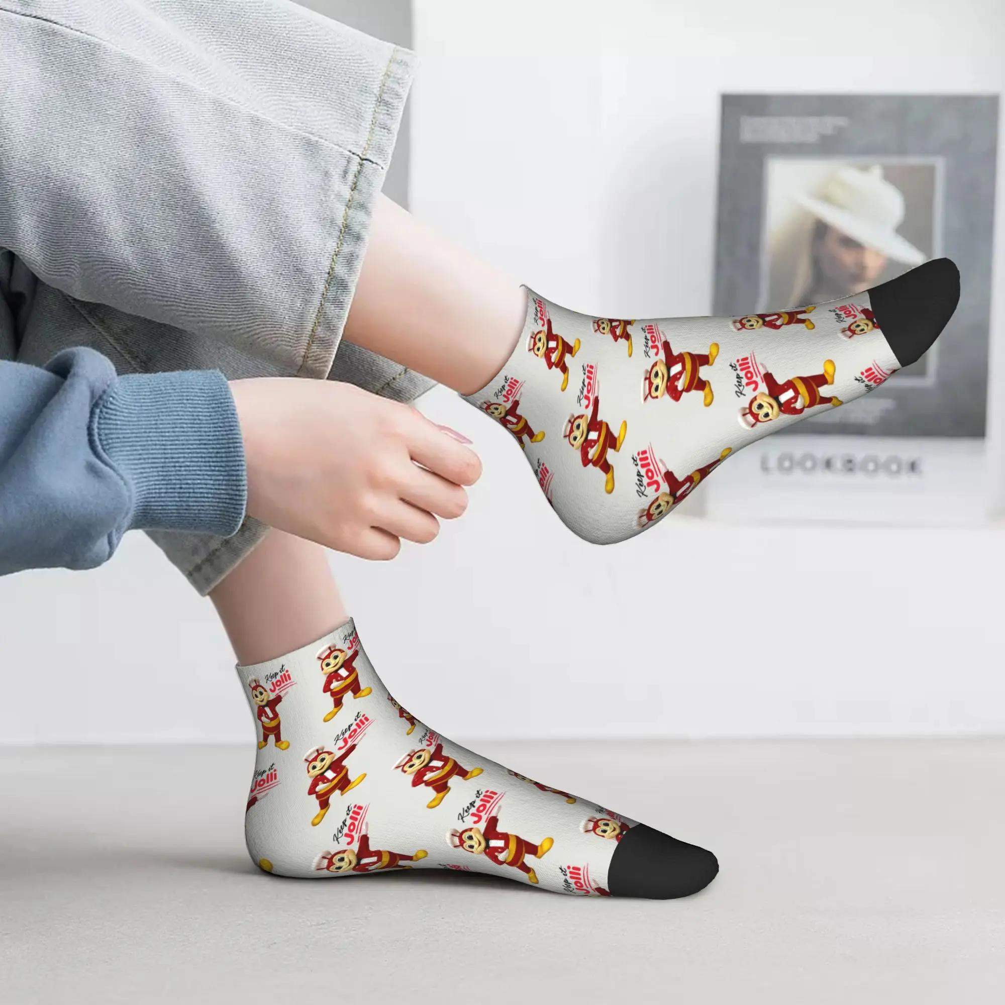 

All Seasons Jollibee Socks Harajuku High Quality Crew Socks Funny Stockings for Men Women Christmas Gifts