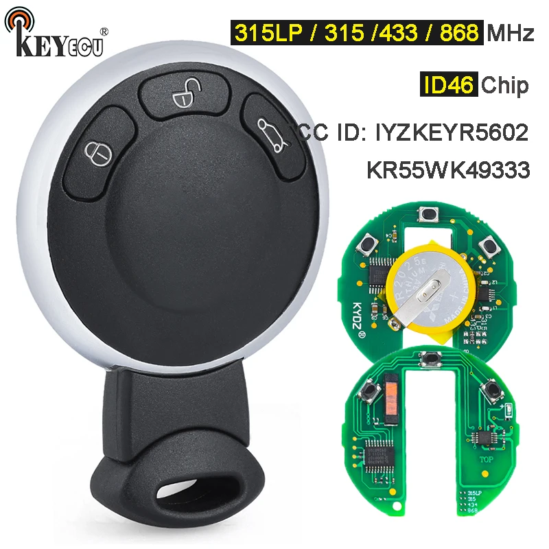 KEYECU 315/433/315LP/868MHz ID46 Chip IYZKEYR5602 KR55WK49333 Smart Remote Key Fob for BMW CAS Mini Cooper S Clubman Countryman