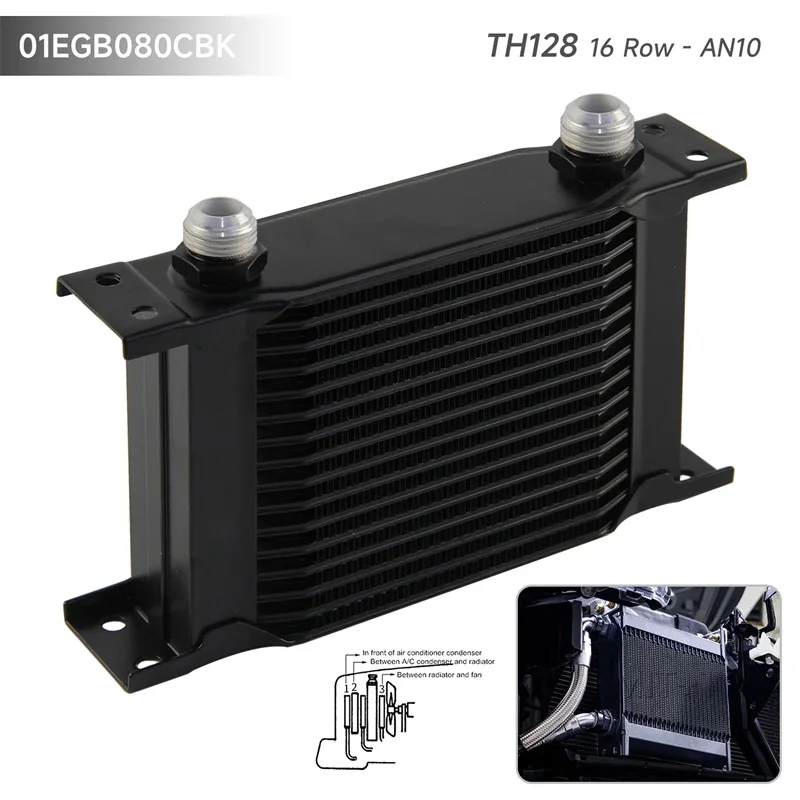 

Aluminum Universal AN10 Oil Cooler 10/13/16/19/25/34/44 Row Engine Transmission 10-AN 7/8"-14 UNF