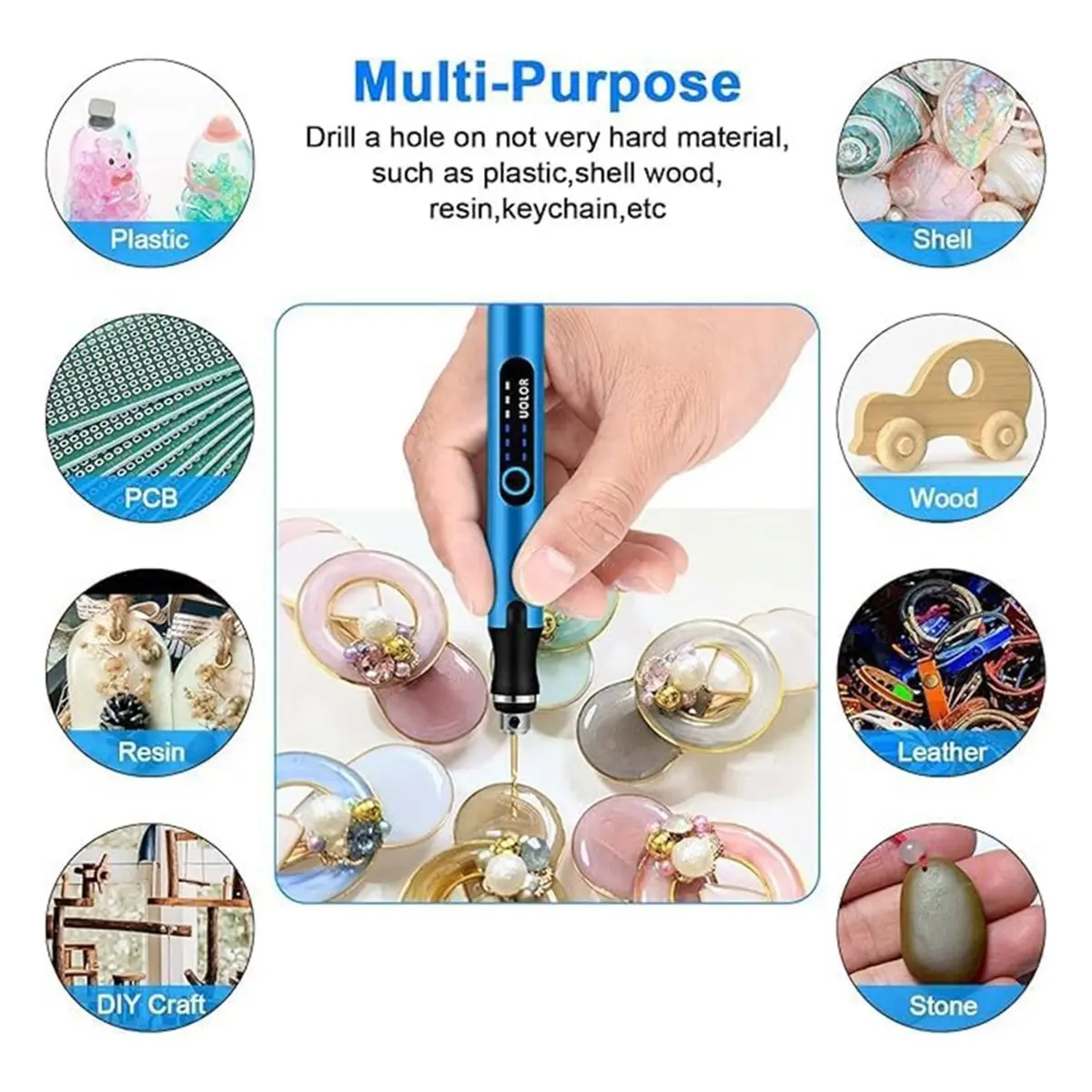 

A58Z USB Rechargeable Engraving Pen, Mini Rotary Tool Kit for DIY Crafts, Jewelry, and Model Making - Blue