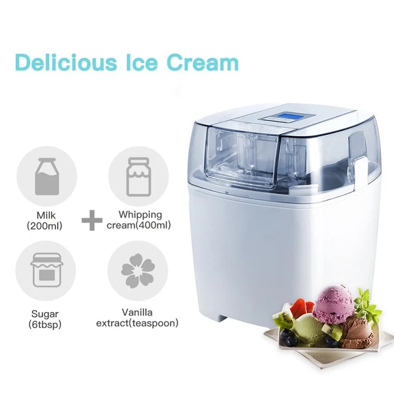 1.5L Portable Soft Ice Cream Makers Ice-cream Roll Freezers Yoghurt Sorbet Machine Easy To Cleaning Small Household Ice-Maker