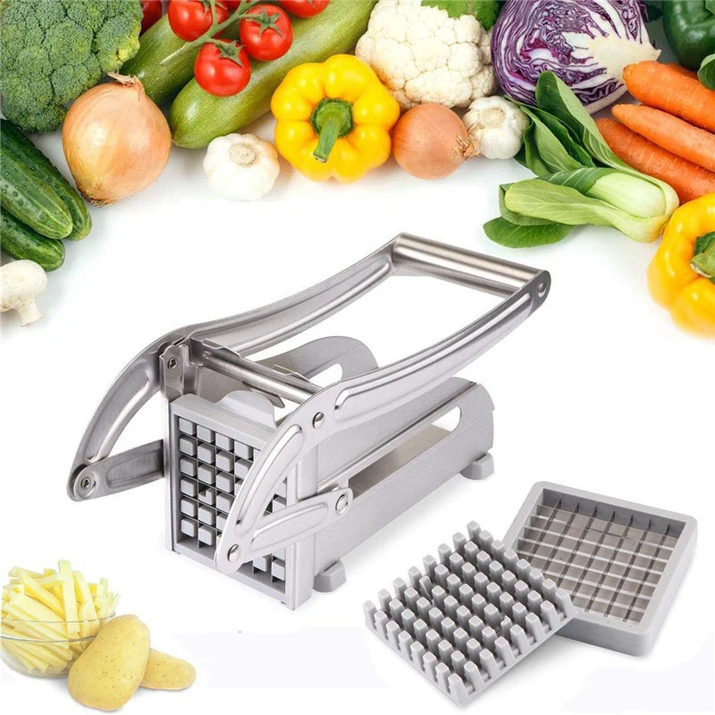 

Stainless Steel French Fries Cutter - Manual Quick-Cut Potato Slicer with 36/46-Hole Blade for Home Restaurant Vegetable Carrot