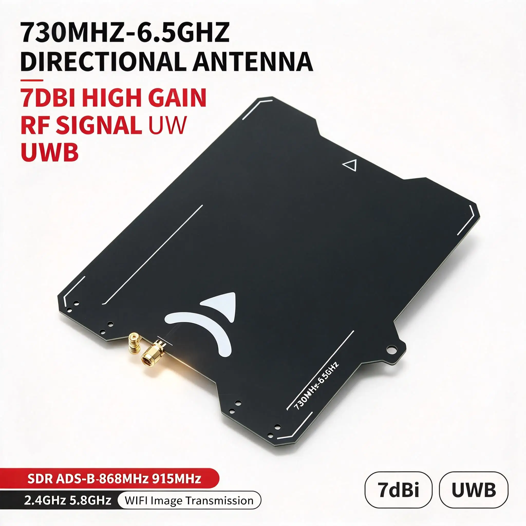 DYKB 730MHz-6.5GHz Broadband Directional Antenna Vivaldi UWB ADS-B High Gain SMA RF Testing Direction Finding EMC 50 Ohm