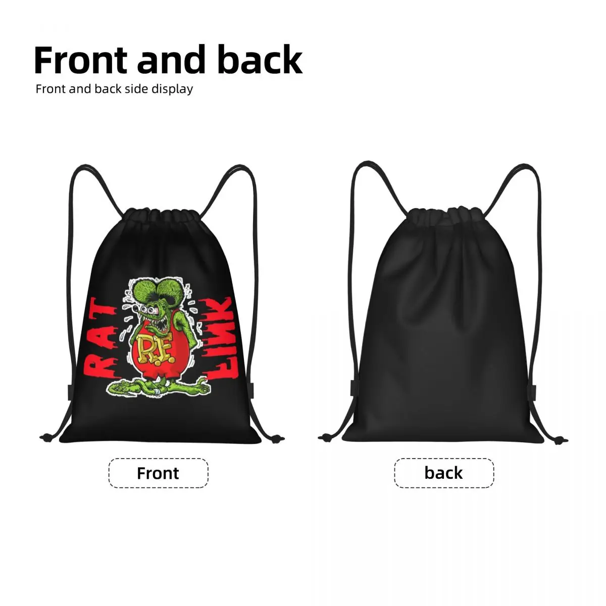 Rat Fink Drawstring Backpack Women Men Gym Sport Sackpack Foldable Comic Cartoon Training Bag Sack