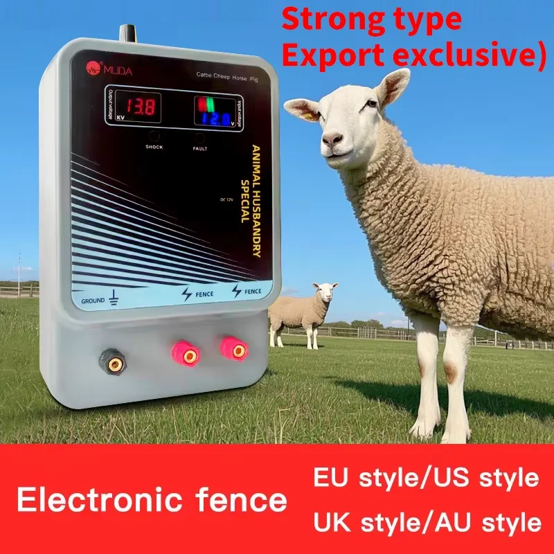 

Electric Fence Energizer with Alarm LCD Display Livestock Waterproof High Voltage Pulse Controller for Animals Cows Sheep Horse