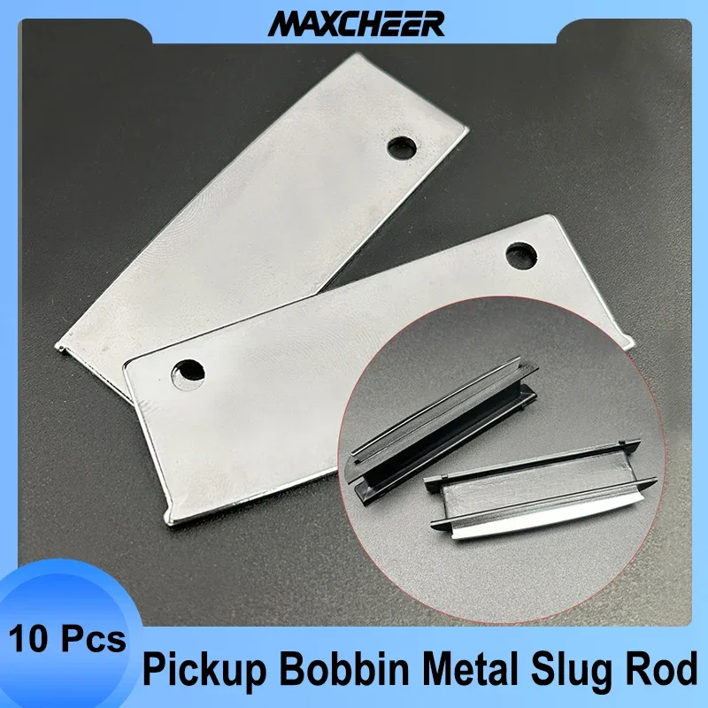 10Pcs Blade Style Polepiece for Line Bobbin of Mini Humbucker T-1.5MM 61.5x22MM Pickup Metal Slug Rod Chrome