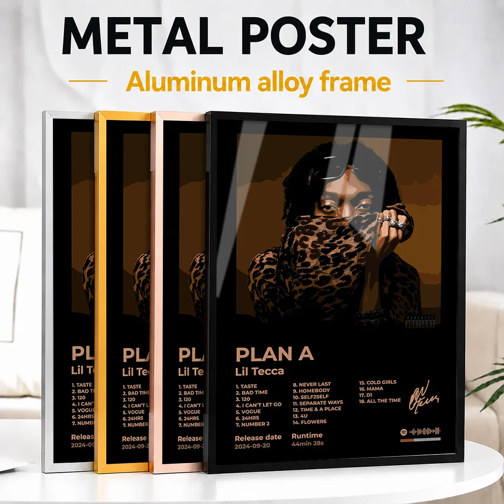Lil Tecca Plan A Album Framed Metal Poster Customized Photographic Wall Art For Home Studio And Record Room, Music Lover Gift