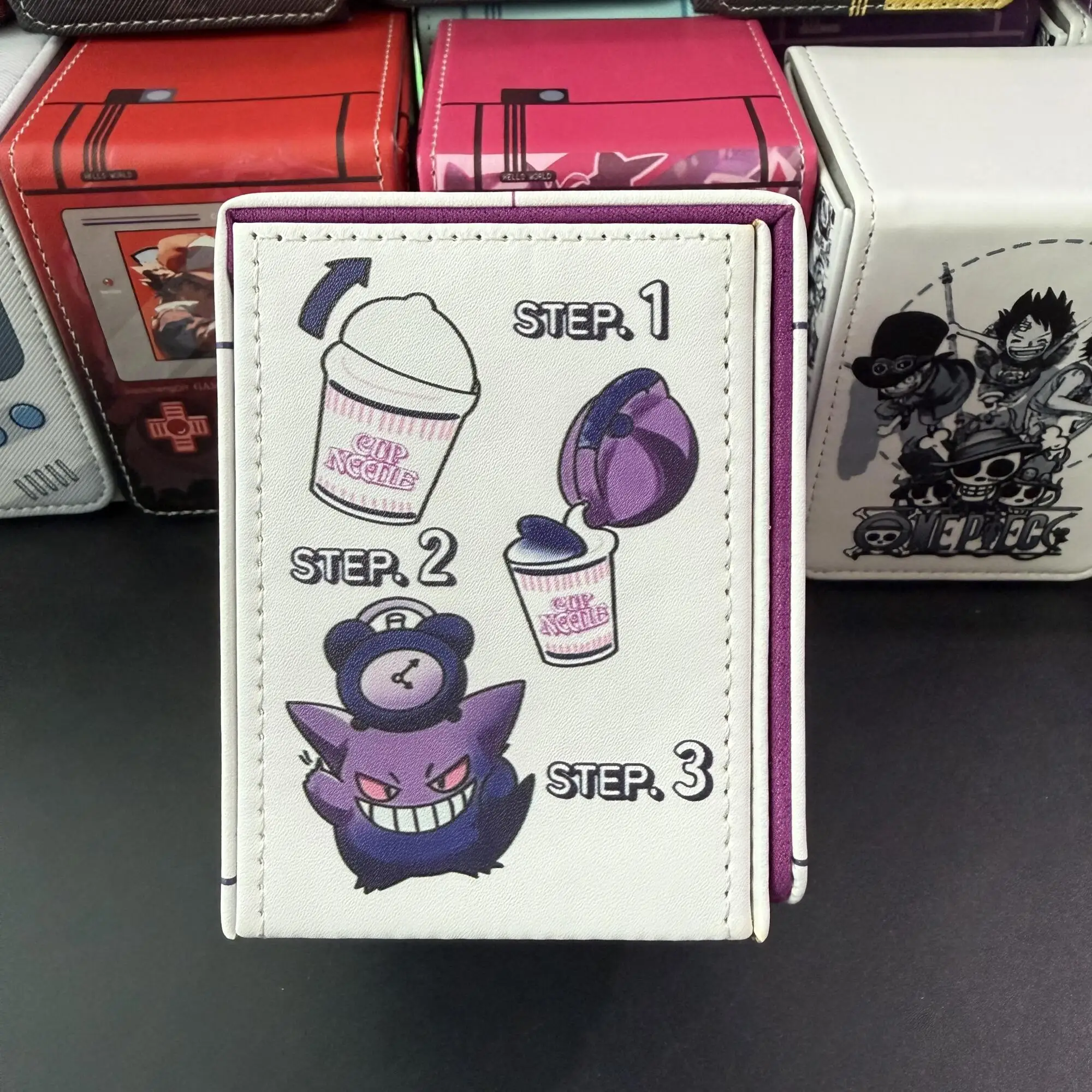 لتقوم بها بنفسك Ptcg Gengar صندوق تخزين بطاقات لطيف Ws Opcg Ptcg Gengar لذيذ كوب المعكرونة الجلود الراقية صندوق تخزين البطاقات دمى هدايا #5