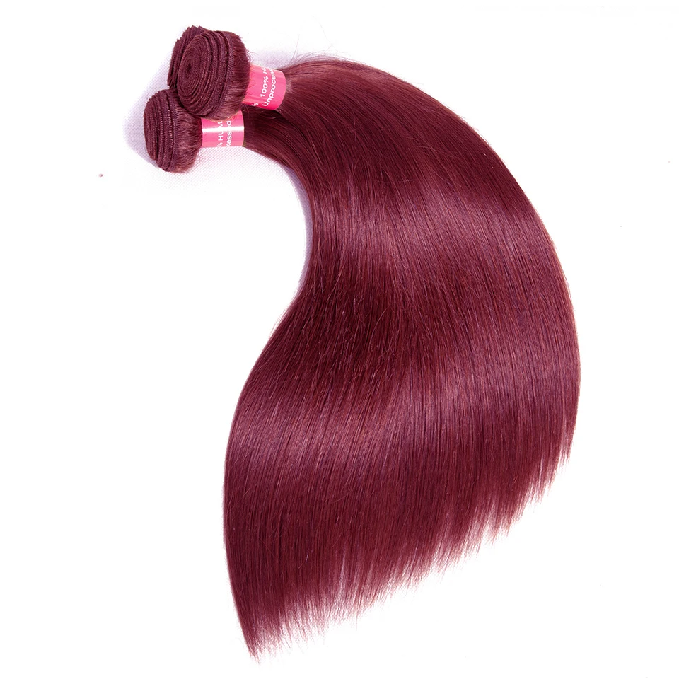 99J Straight Bundles With Closure Reddish Brown Straight Human Hair Bundles With 4x4 Closure Burgundy Bundles Human Hair