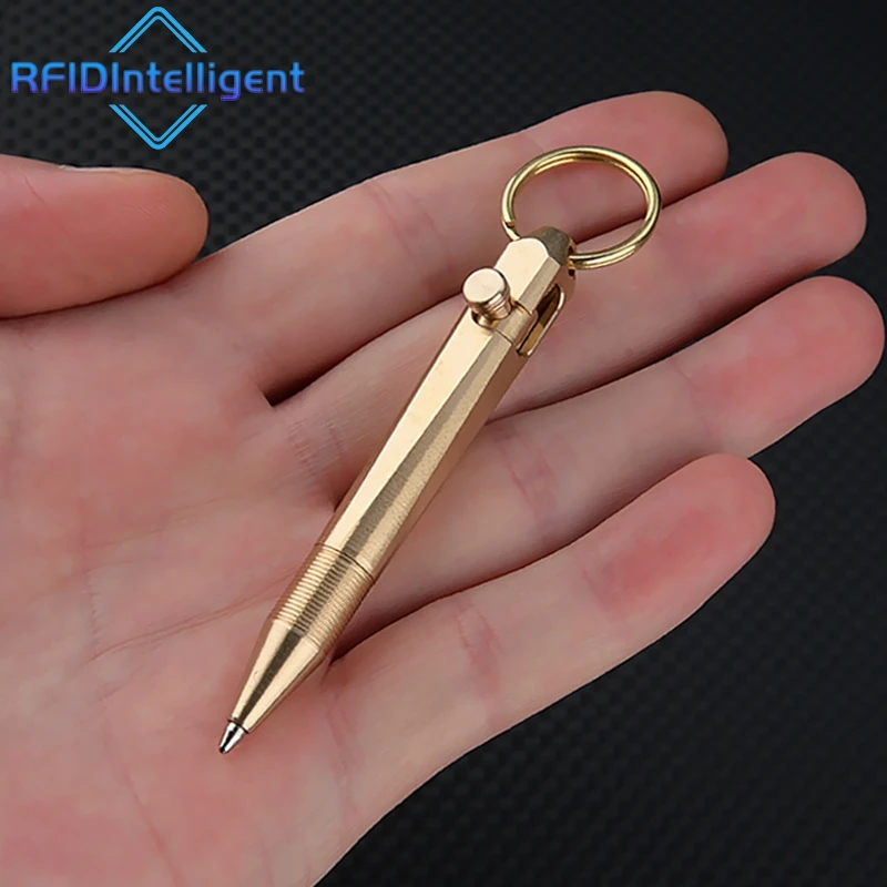 Mini Brass Ballpoint Pen Portable Pocket Travel Pen School Student Office Pen Emergency Glass Breaker Survival Supplies