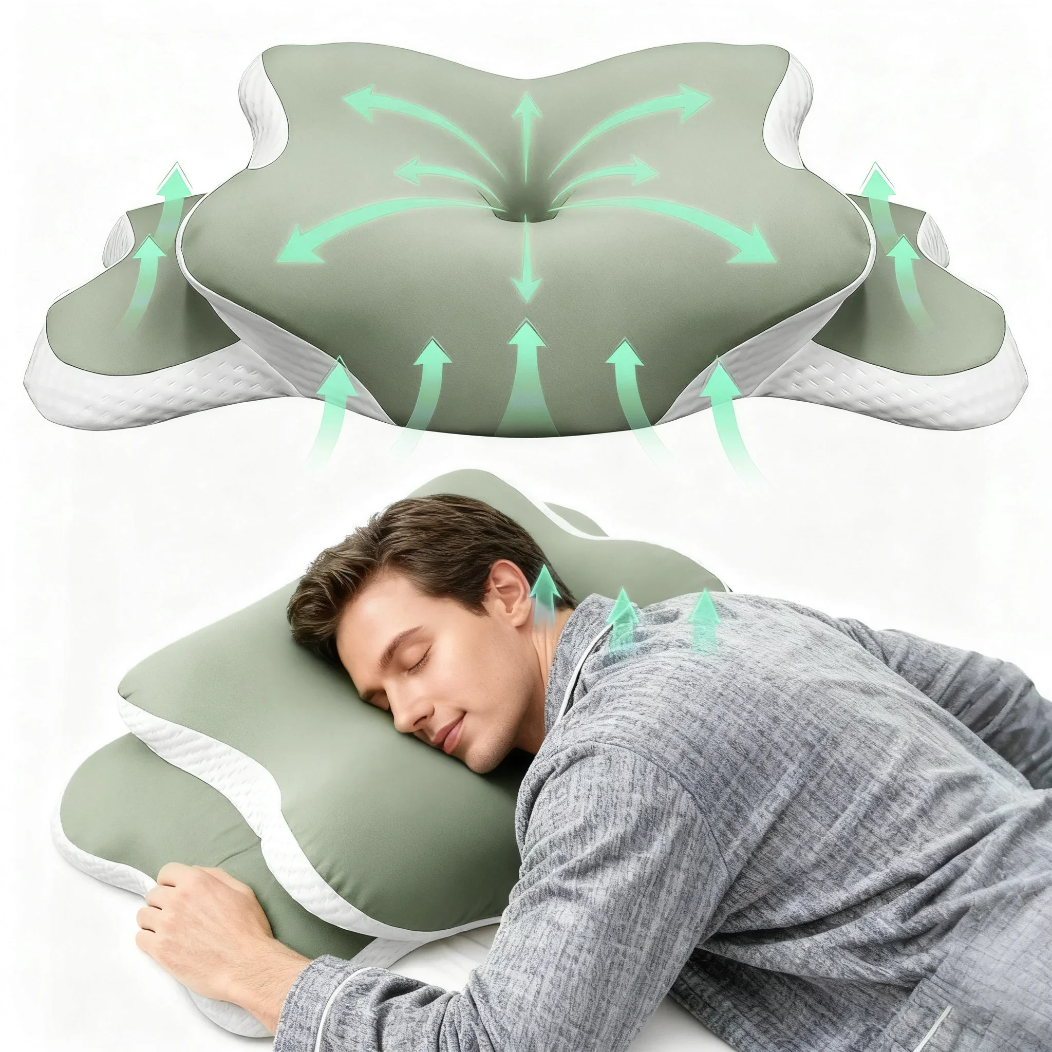 Kissen Memory Foam Nackenkissen Orthopädische Nackenstütze für seitliche Rückenschläfer Schmerzlinderung Ergonomische Kontur Geschenk für Weihnachten