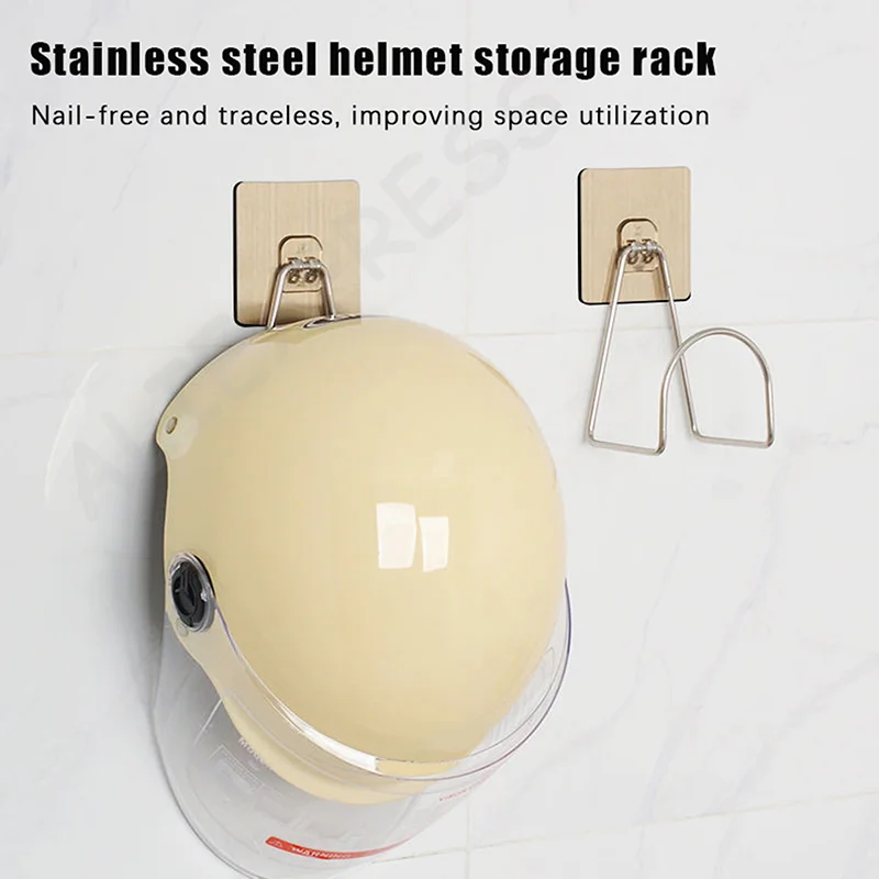 [G]Motorcycle Helmet Rack Wall Mount Metal Bike Helmet Holder Mount Stainless Steel Bicycle Helmet Display Hanger Stand