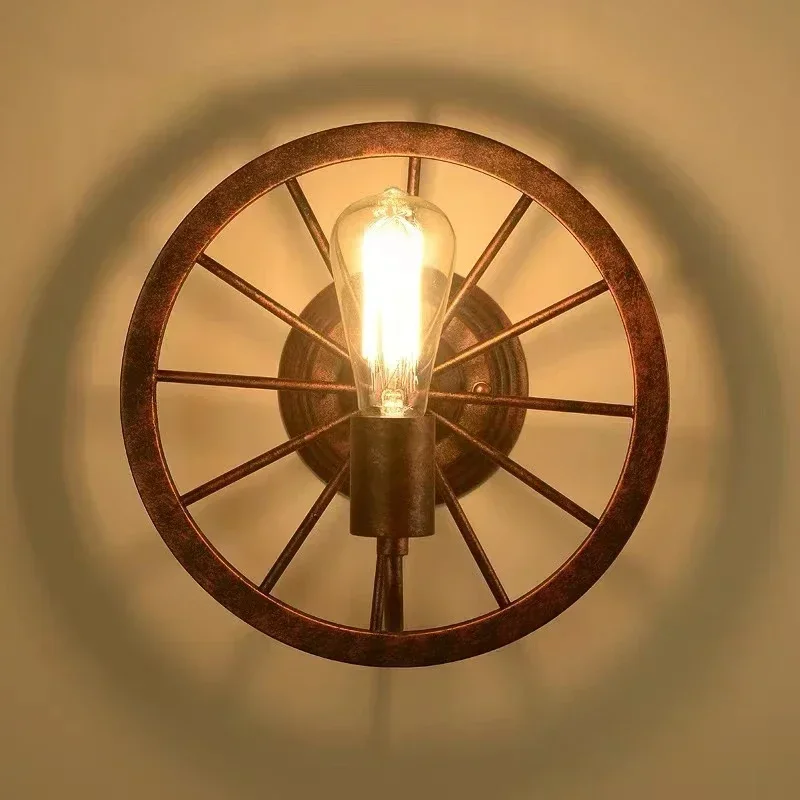 Retro Wheel Wall Light Vintage Industrial Restaurant Bar Cafe  Lamp