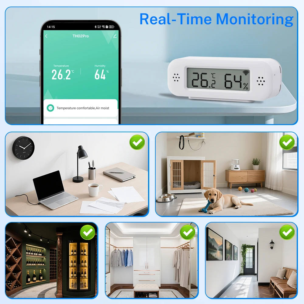 Tuya Smart Zigbee WiFi Temperature and Humidity Mini Sensor APP Remote Control Via SmartLife Work with Yandex Alexa Google Home image 3