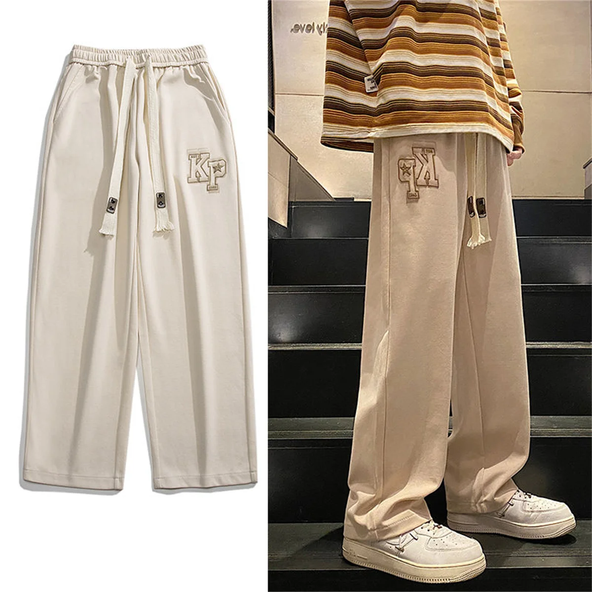 

Мужские летние быстросохнущие повседневные брюки в стиле ретро, новые модные тенденции, универсальные свободные прямые брюки с надписью