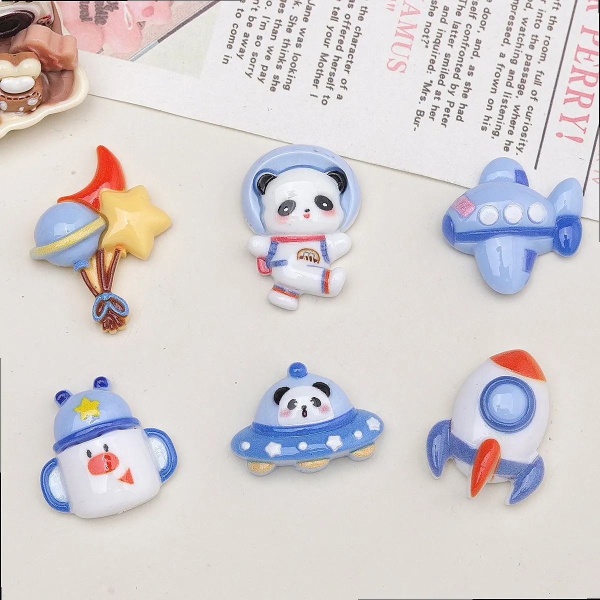 100pcs Kawaii Mini Panda Resin Flatback Cabochon DIY Phone Case Hairpin Keychain Earrings Scrapbook Wholesale Craft