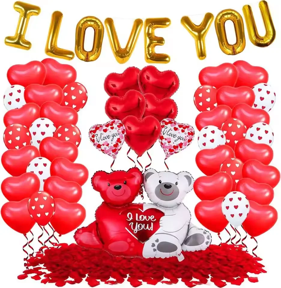 Valentine's Day balloon kit ILOVEYOU Cuddle Bear kit wedding venue decoration supplies