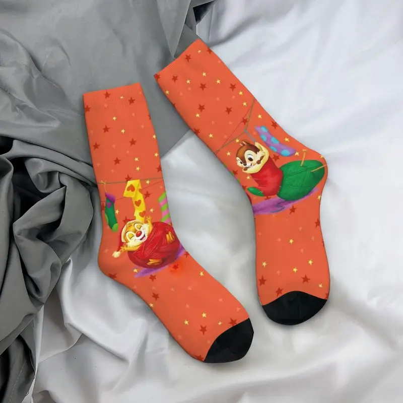 Calcetines divertidos personalizados con dibujos animados Chip y Dale para hombre y mujer, calcetines Unisex novedosos para primavera, verano, Otoño e Invierno