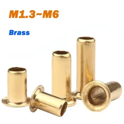 Brass Metal Eyelets Hollow Rivet Nut M1.3 M1.5 M1.7~M6 Copper Hollow Rivet Circuit Board PCB Vias Nails GB876 Tubular Rivets