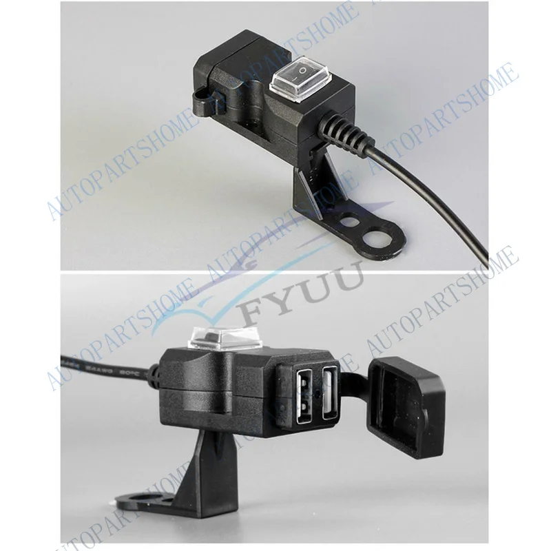 Z... for Motorcycle Dual USB 3.1A 12V Phone Power Charger Outlet Socket w Switch
