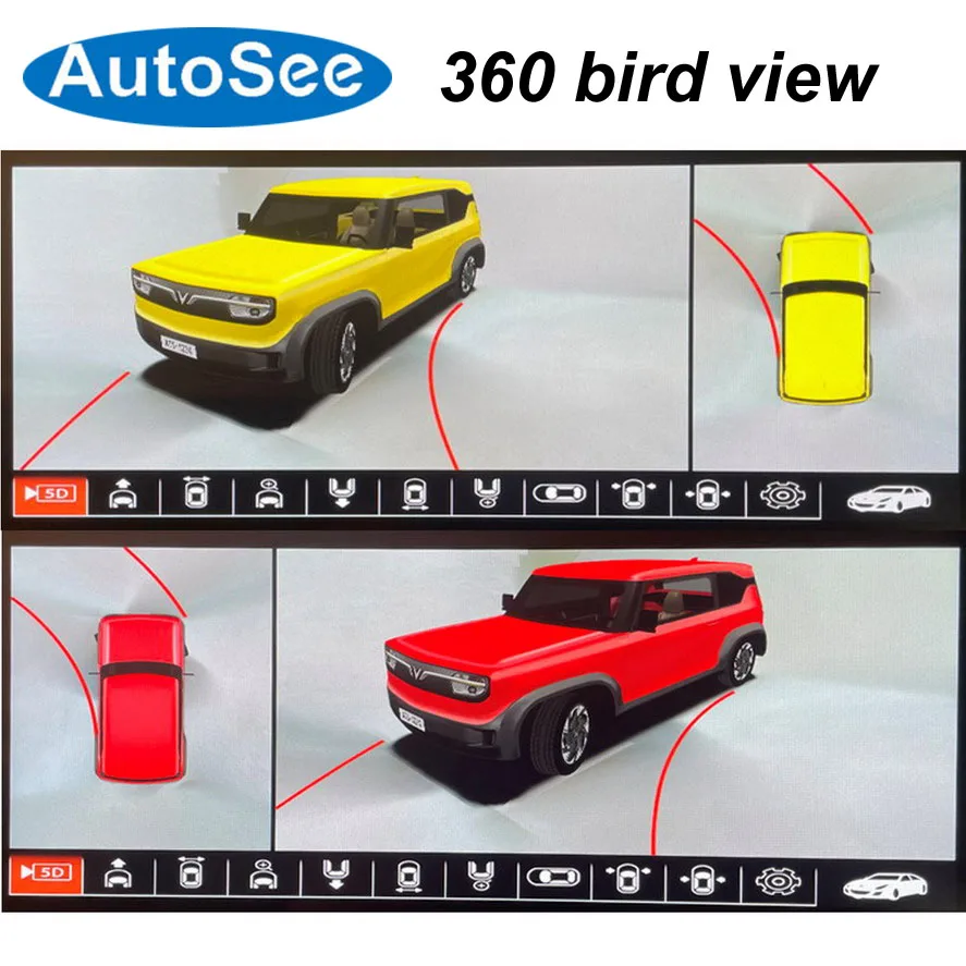 تناسب شاشة OEM الأصلية لـ VinFast VF3 VF5 360 ° كاميرا درجة ثلاثية الأبعاد على شكل طائر رؤية بانورامية بدون خياطة أمامية وخلفية محيطية عكسية #1