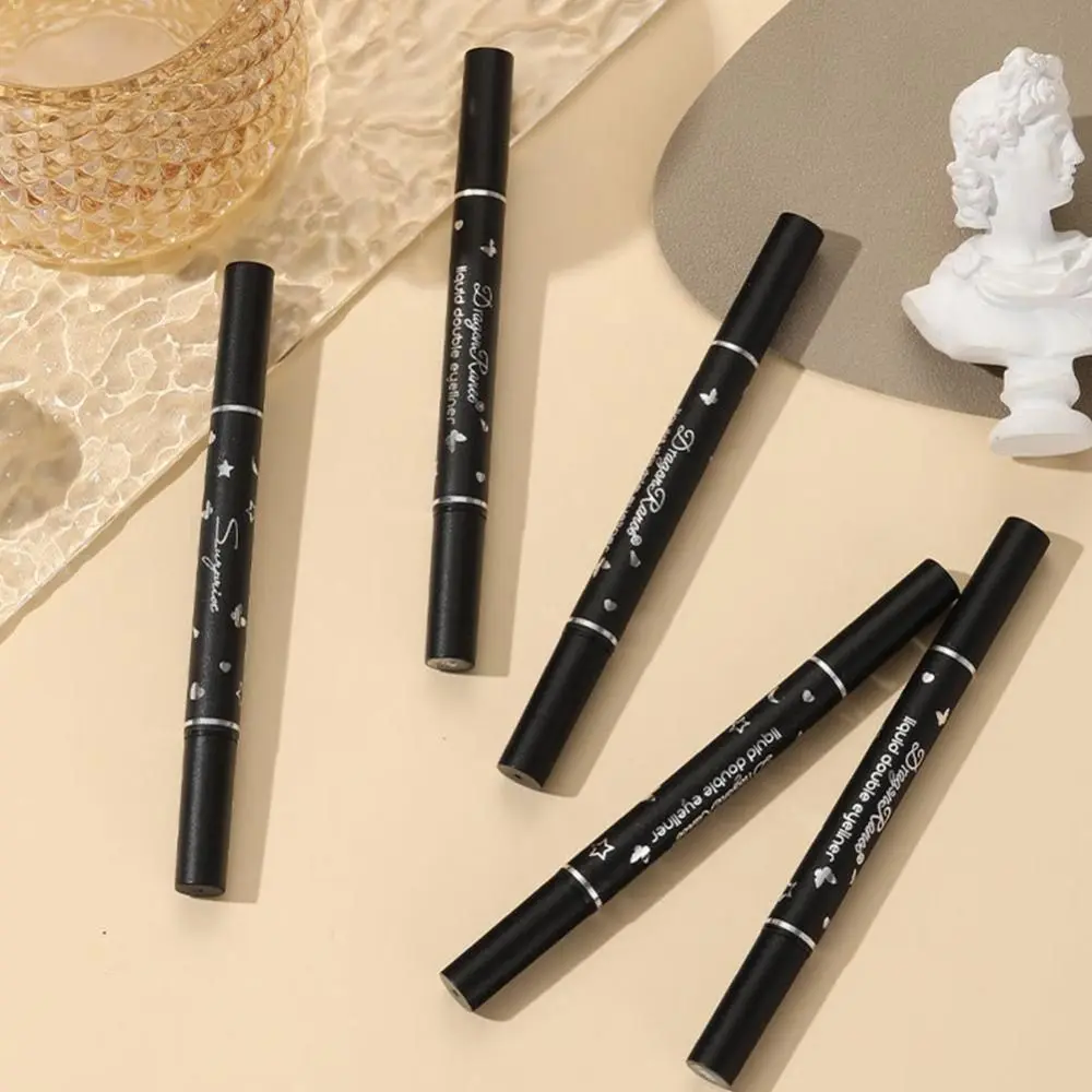 2PCS New Double Head Winged Eyeliner Stamp Moon Star Eye Liner Pencil Flower Heart Black Seal Eyeliner Pen Makeup Cosmetics