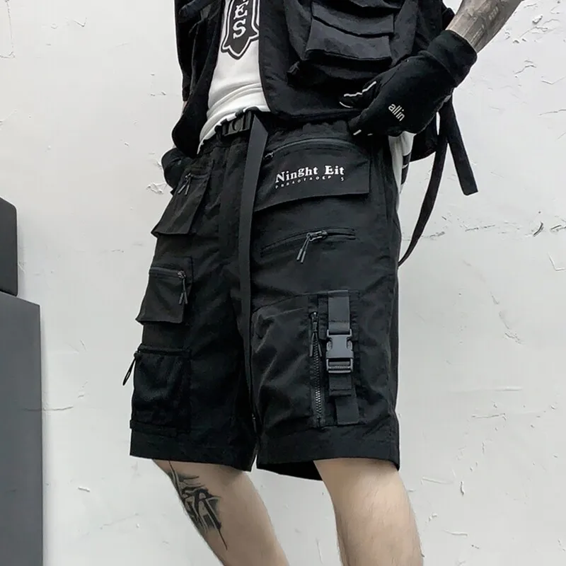 Summer Solid Color Men's Dark Techwear Paratrooper Workwear Shorts Trendy Fried Street Ins Loose Outer Wear Shorts Trendy