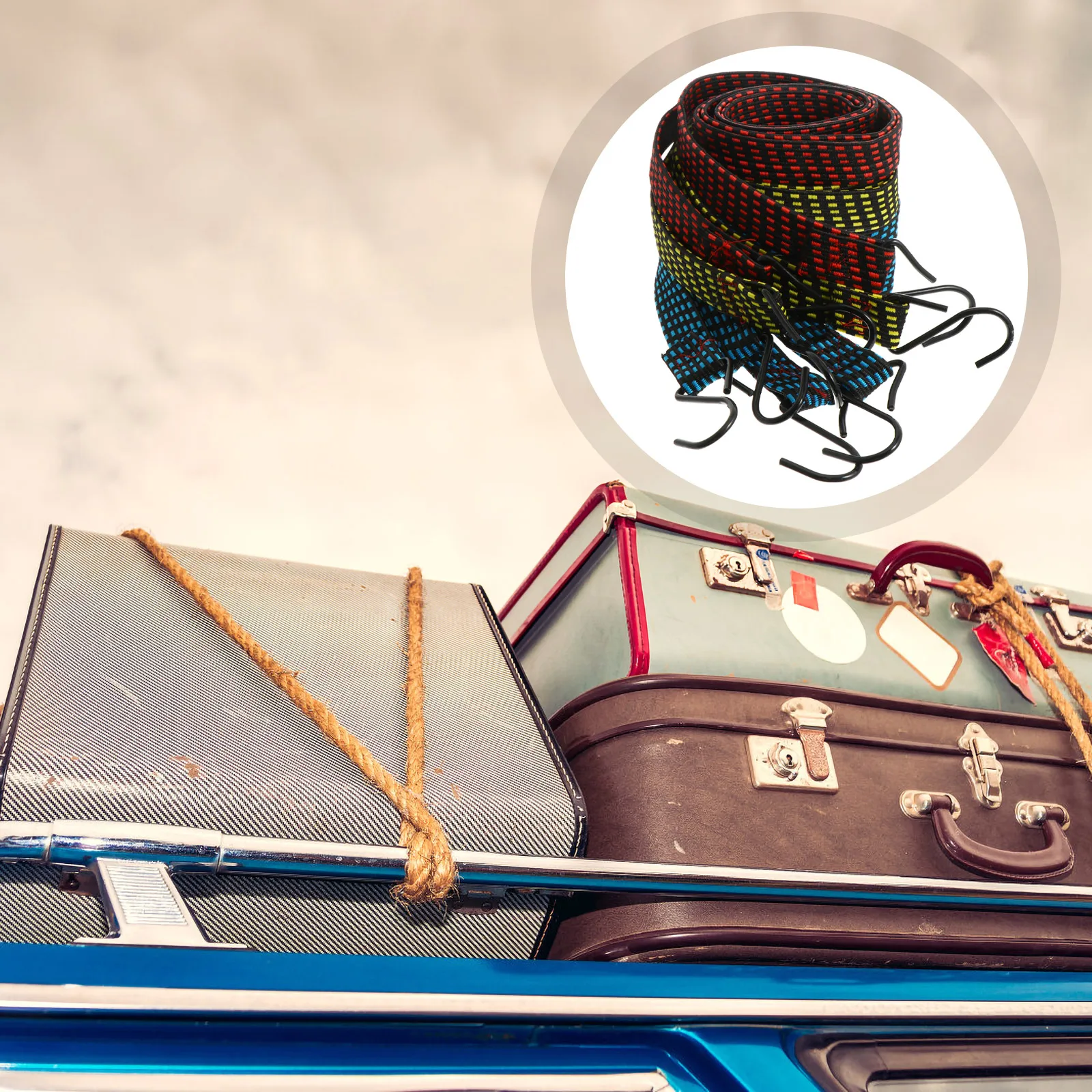 

4pcs Luggage Rope Fastening Belt Elastic Cord Buckle Binding Cargo Travel Heavy Duty Trunk Strap Outdoor Furniture
