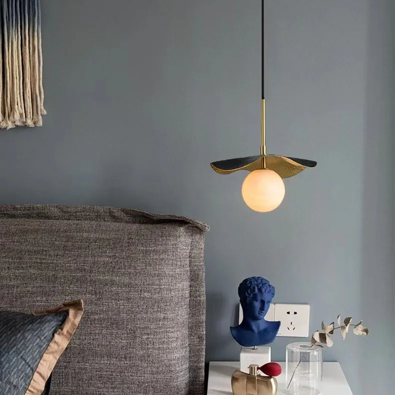 Novelty Copper Bedside Chandelier Natural Marble Ball