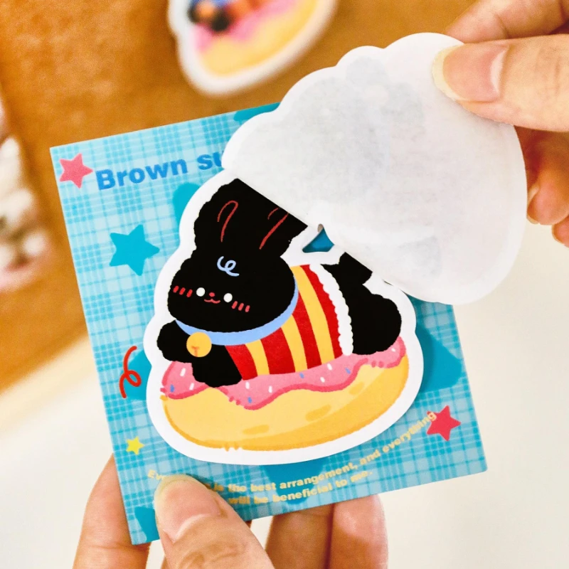Office  School Supplies Black Rabbit Sticky Note Cute Special Shaped High Value Message Memo Pad Cartoon Times Kawai Stationery