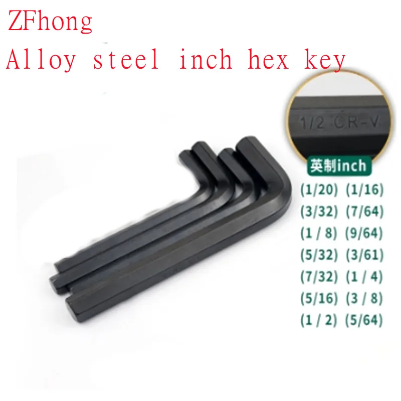 5-10PCS Black Alloy Steel Allen Key 1/20 1/16 5/64 3/32 1/8 5/32 3/16 7/32 1/4 Inch L Shaped Hex Hexagon Key Allen Wrench