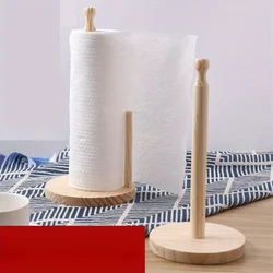 1pc Easy to Assemble Wooden Paper Towel Holder for Kitchen, Living Room, and Bedroom - Vertical Tissue Rack for Home Decoration