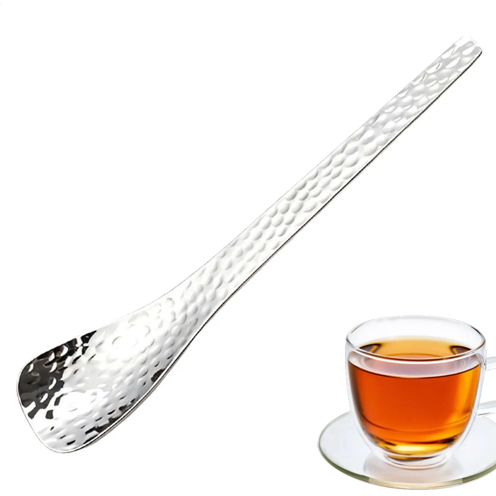 Dessert Spoon Long Handle Stainless Steel Cake Spoon Jar Ice Cream Spoon Mixing Yogurt Oatmeal Spoon Exquisite Coffee Spoon