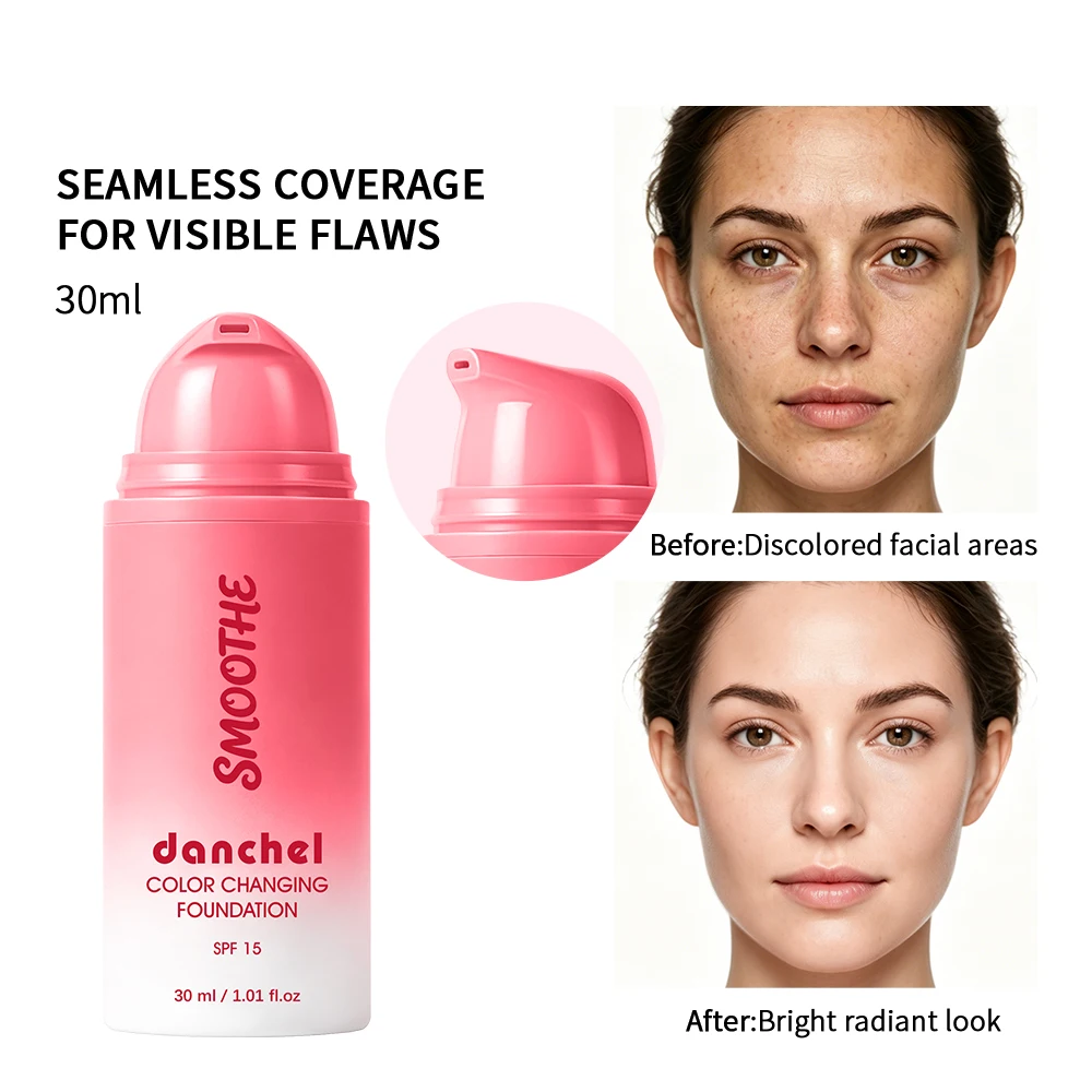Color Changing Foundation Flawless Seamless Coverage Deeply Hydrating Even Skin Tone Long Lasting Natural Glow Face Makeup 30ml