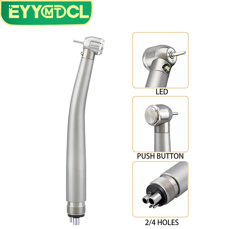 Dental LED High Speed Handpiece Dentist Tips E-Generator B2 M4 Hole Push Button Stainless Steel High Rotation Dental Handpiece