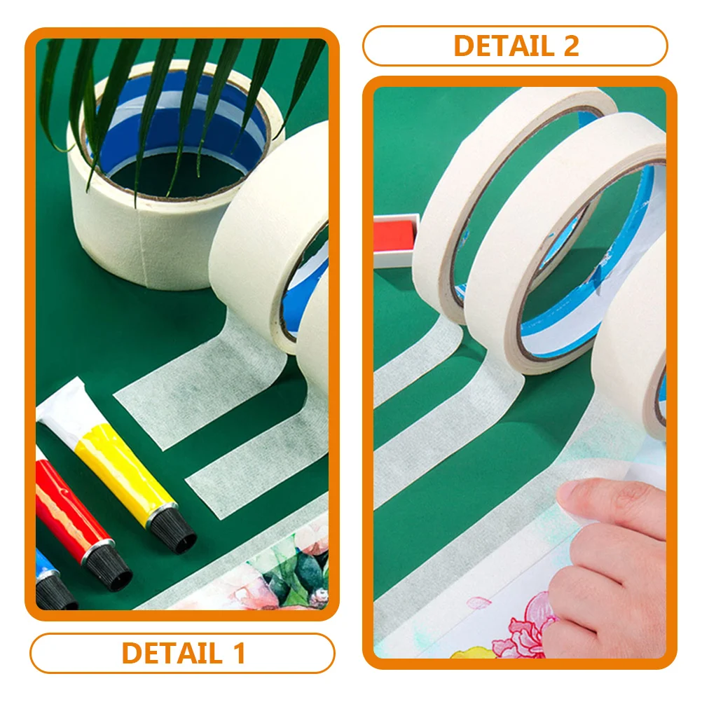 4 Rolls Masking Glue Tape Craft Paper Decorate Multi-functional Tapes DIY Labeling for Painting Student Use Writable Painter