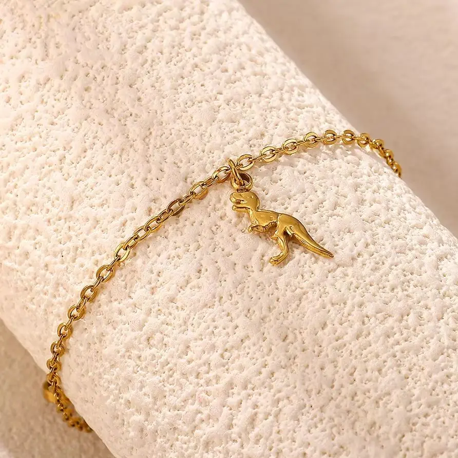 Niedliches Dinosaurier-Armband für Frauen aus Edelstahl, einzigartiges Jurassic-Design, modisches Party-Schmuckgeschenk