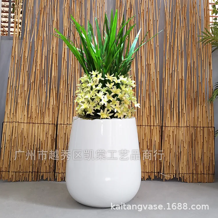 European FRP floor-to-ceiling large vase home soft furnishing water drop type hotel front desk simulated plant landscape
