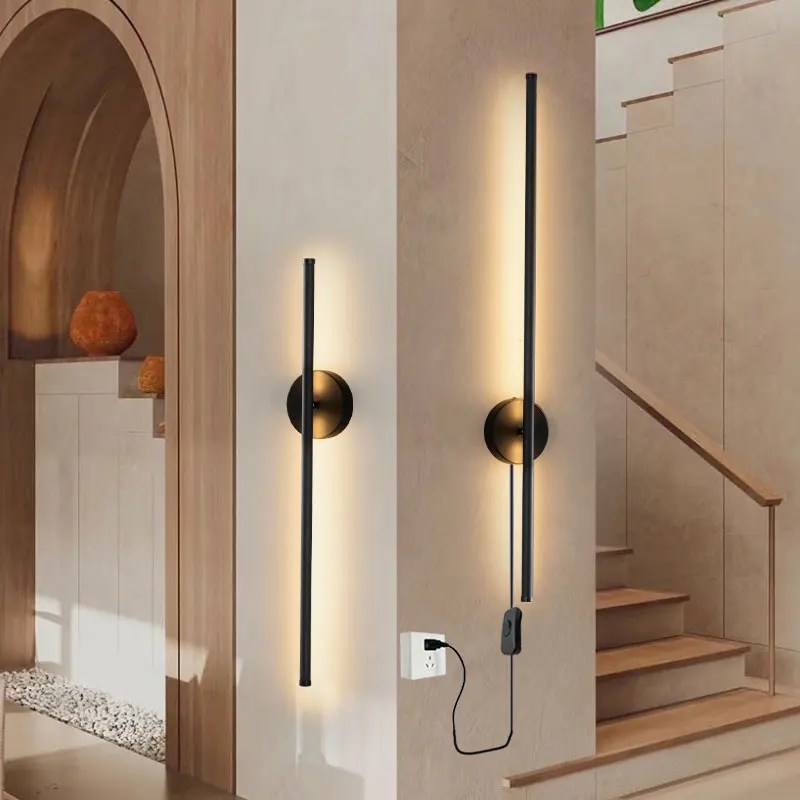 Black Switch LED Wall Lamps for Corridor Aisle Stairs 8w 12w 16w 20w 360° Rotation LED Wall Lighting Fixtures for Bedroom Home